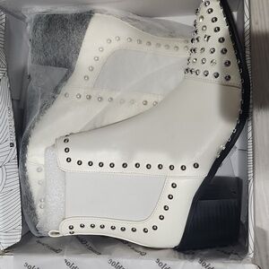 Chase + Chloe White Studded Ankle Boots